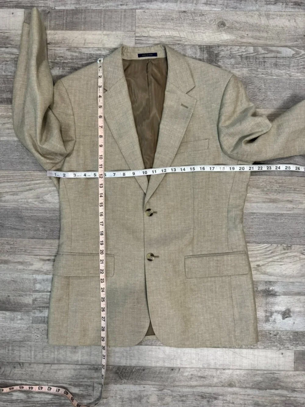 Club Room For Macy's Beige Linen Men's 2-Button Blazer Size 38 Short K16